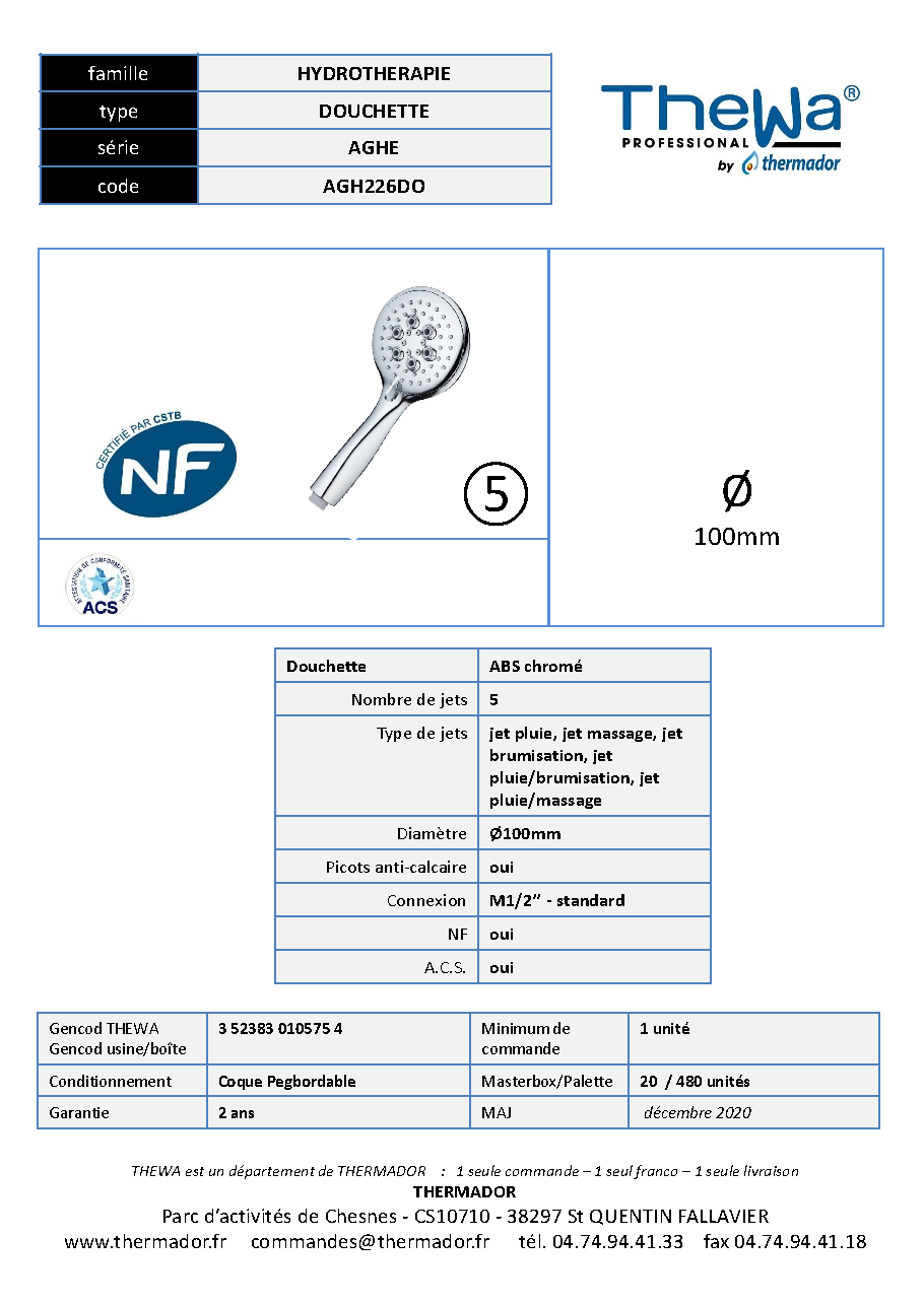 Fiche technique fournisseur