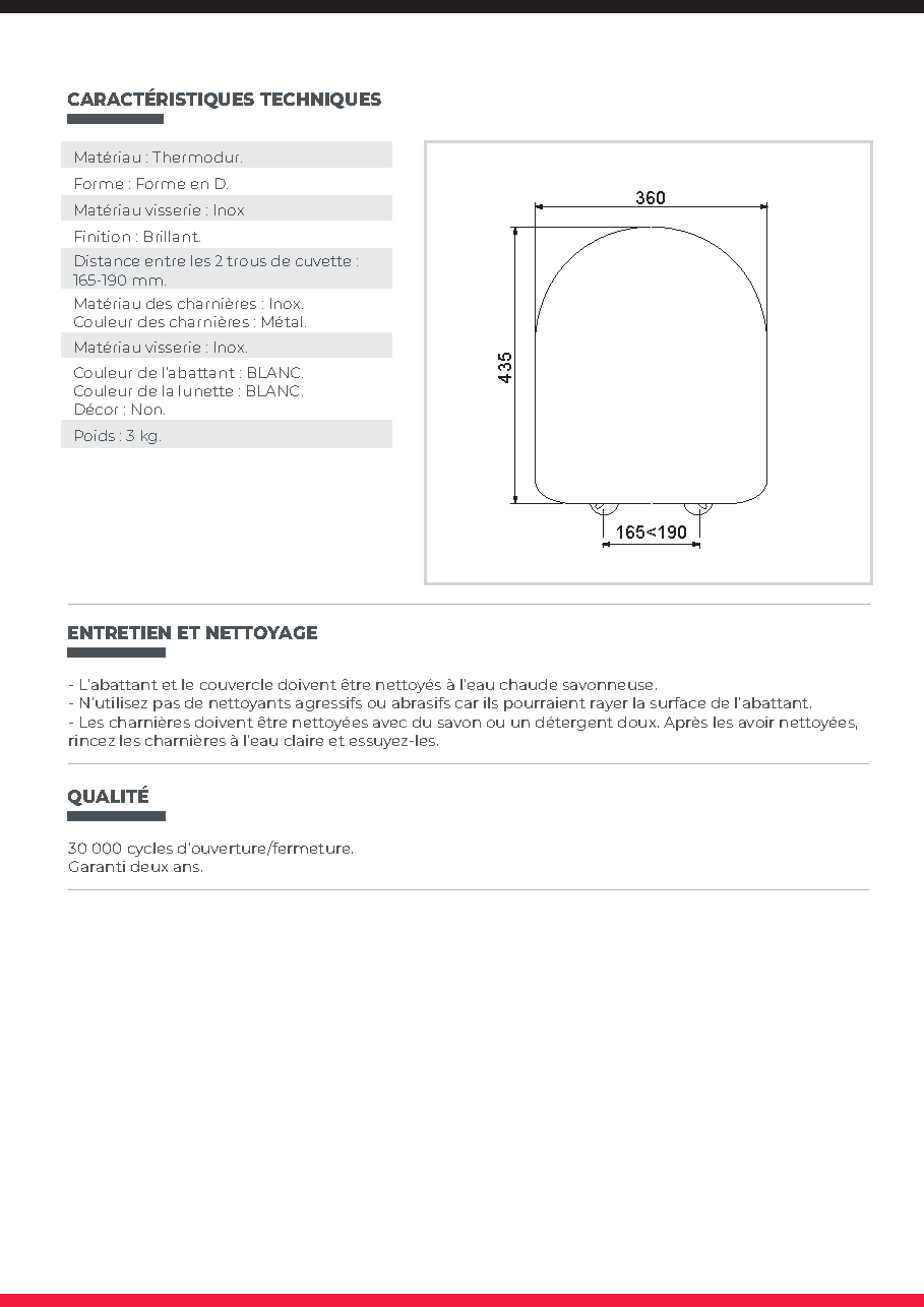 Fiche technique fournisseur