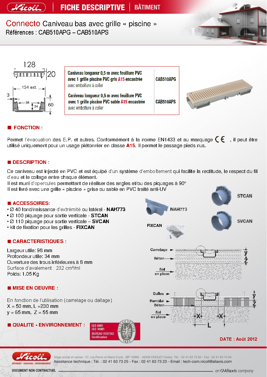 Fiche technique fournisseur