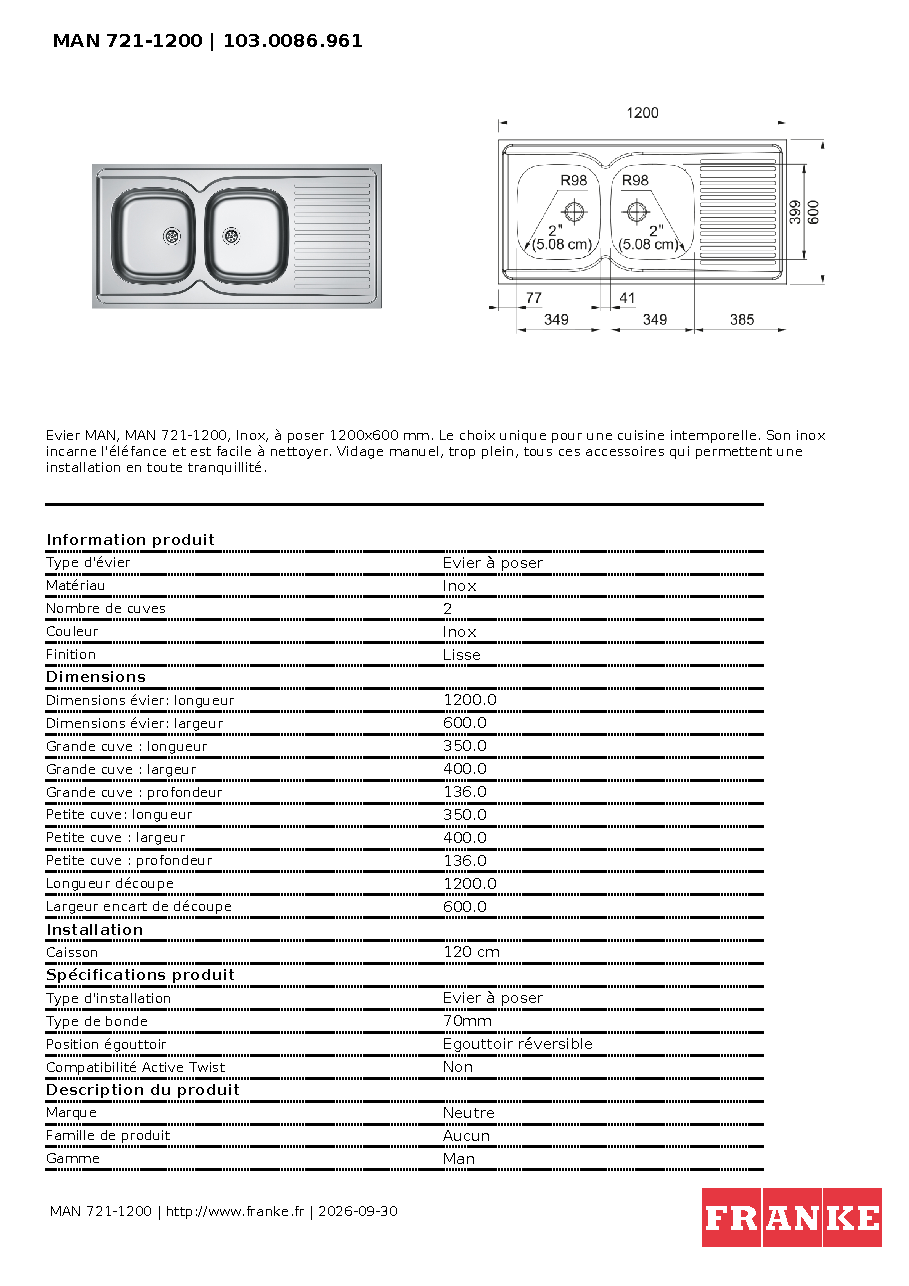 Fiche technique fournisseur