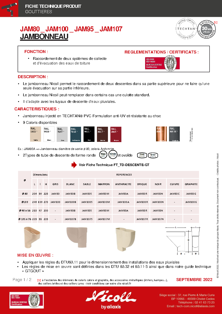 Fiche technique fournisseur
