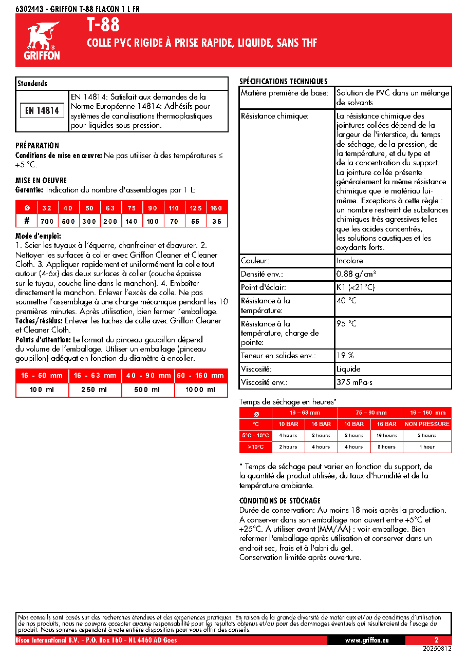 Fiche technique fournisseur
