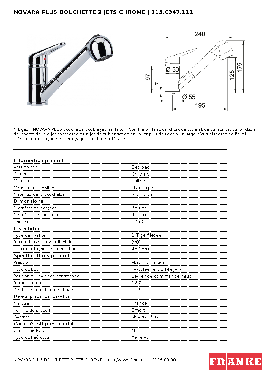 Fiche technique fournisseur