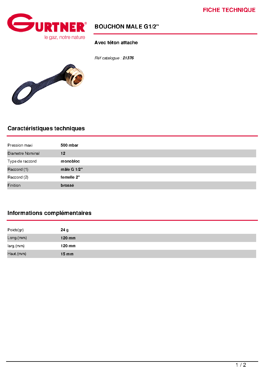 Fiche technique fournisseur