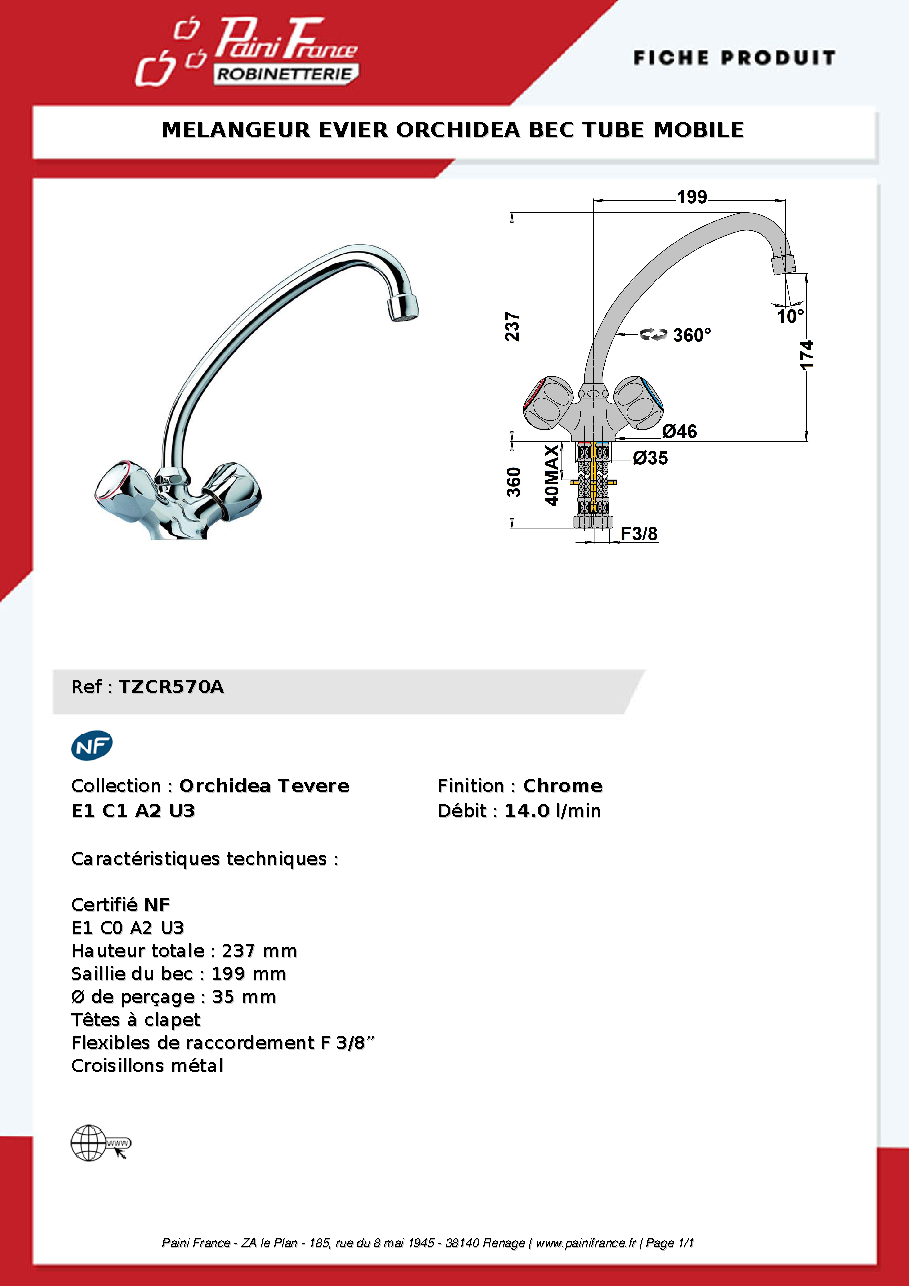 Fiche technique fournisseur
