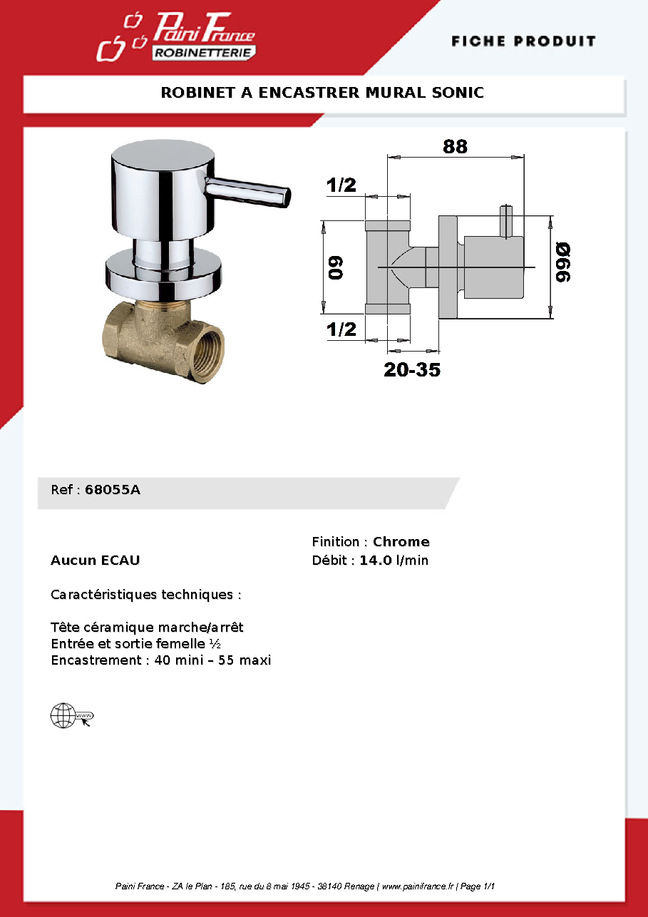 Fiche technique fournisseur