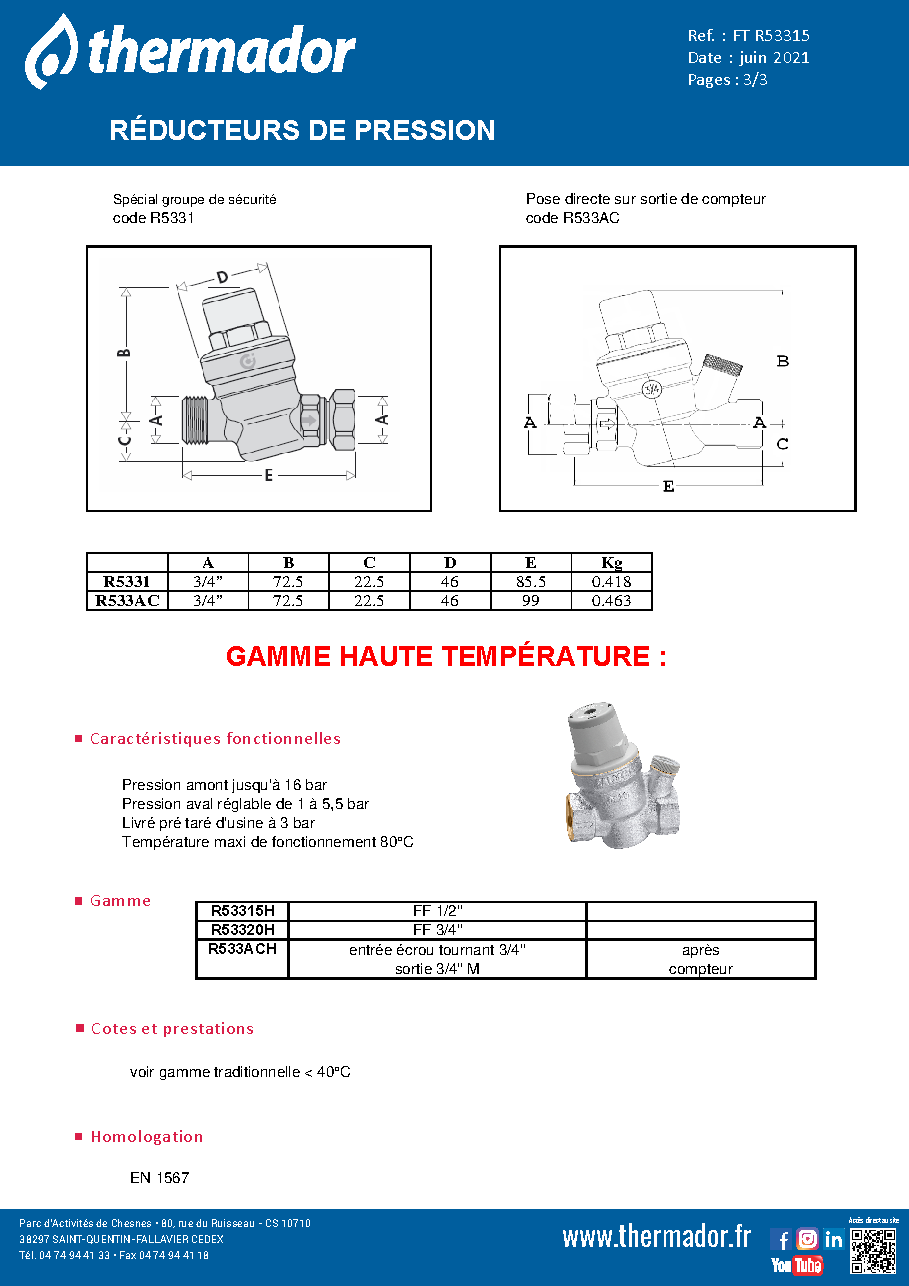 Fiche technique fournisseur