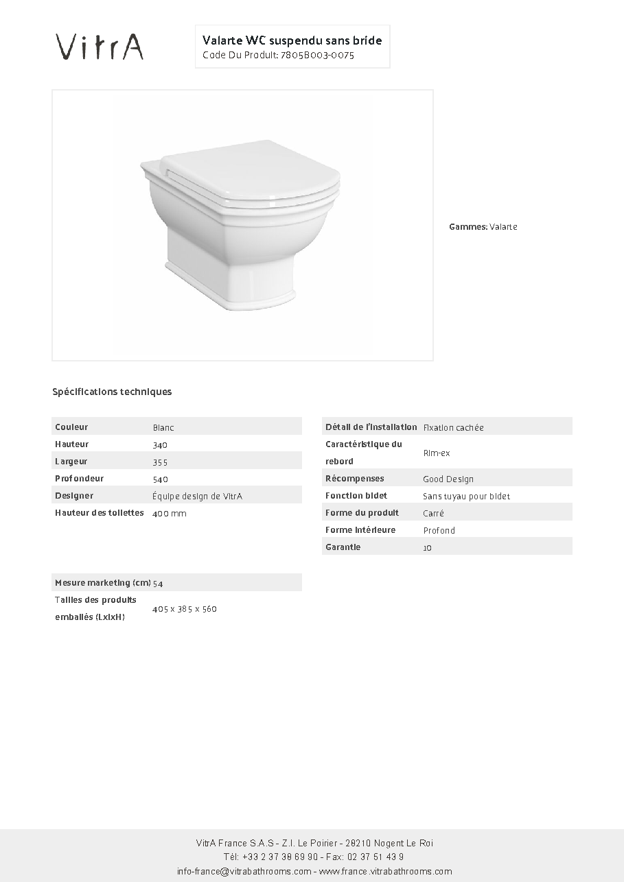 Fiche technique fournisseur