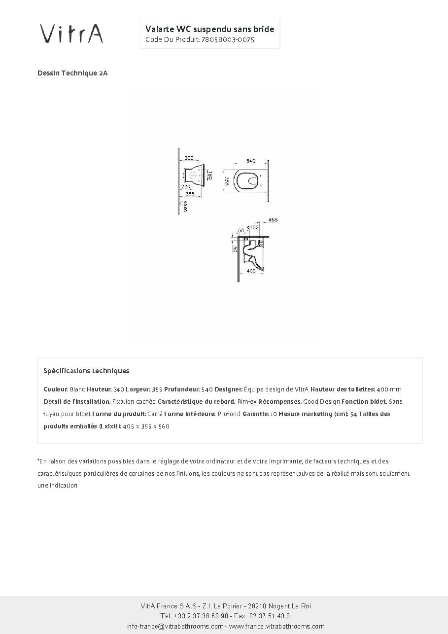 Fiche technique fournisseur