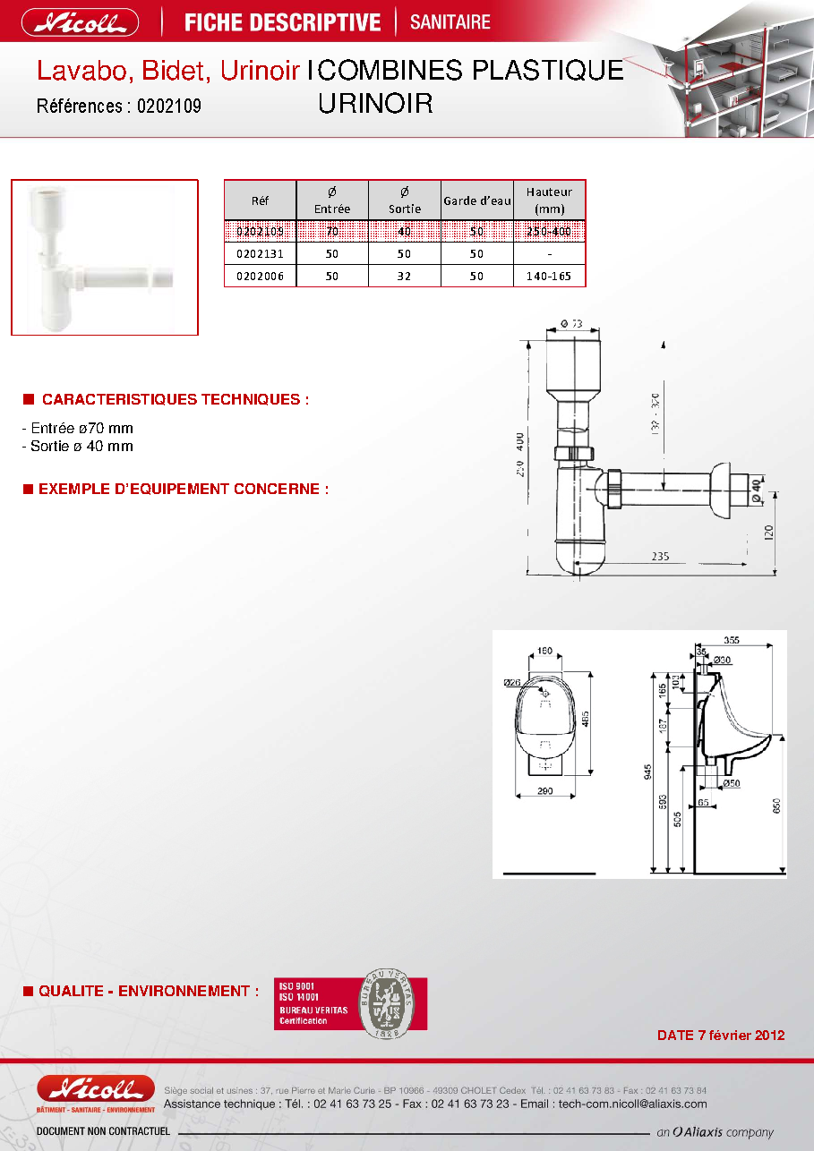 Fiche technique fournisseur