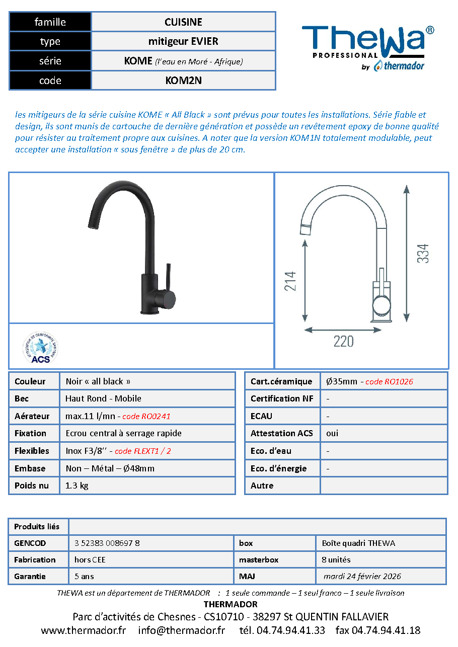 Fiche technique fournisseur