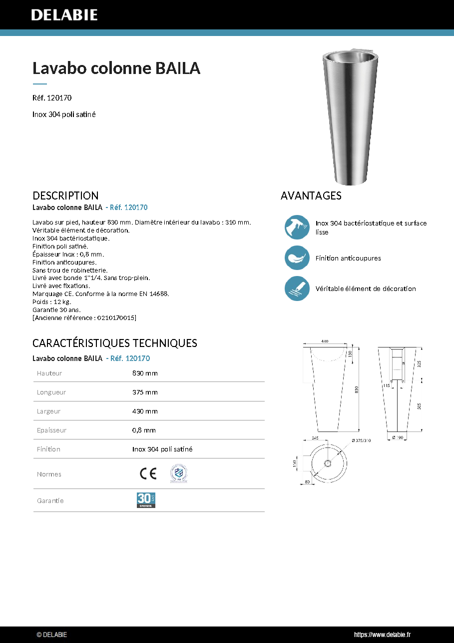 Fiche technique fournisseur