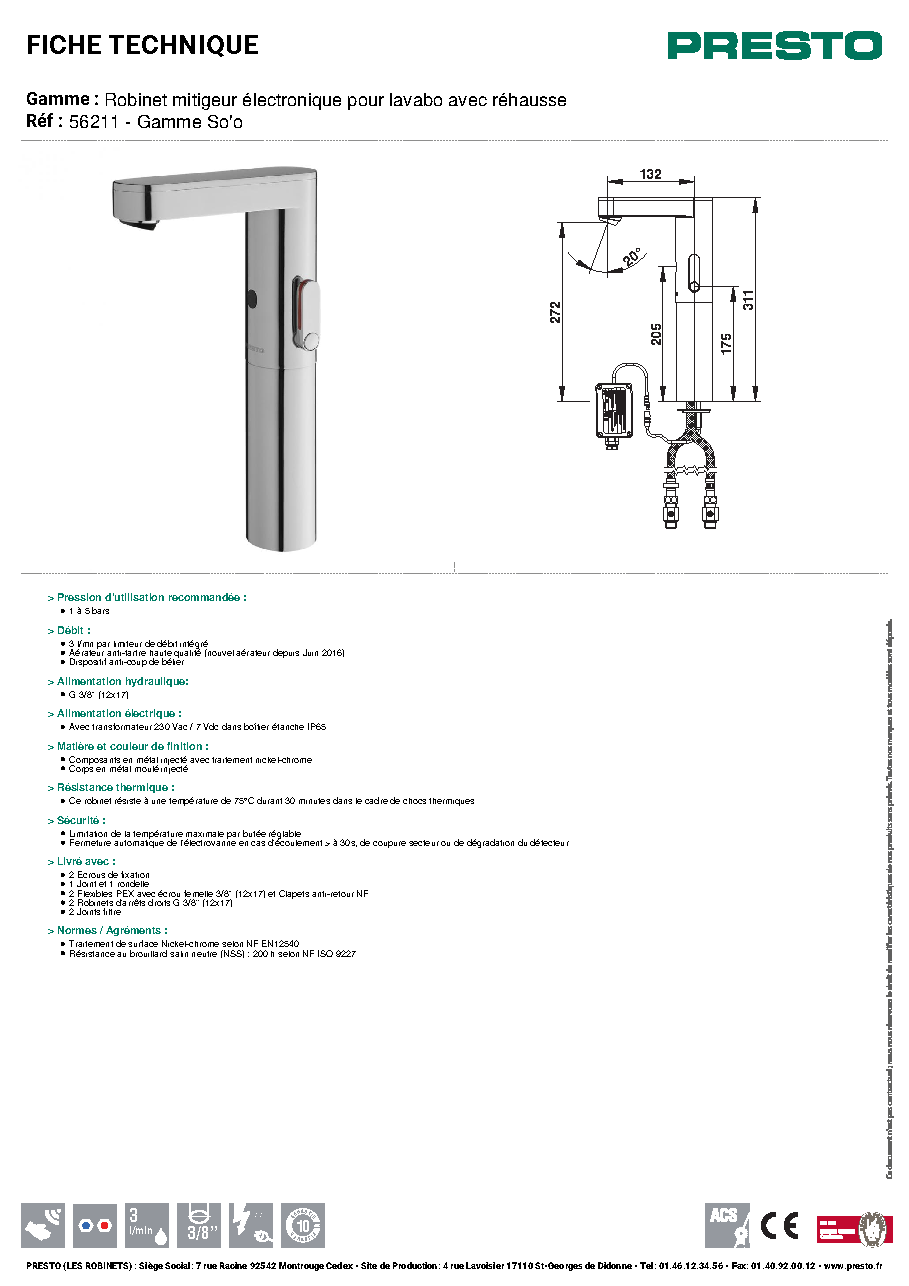 Fiche technique fournisseur