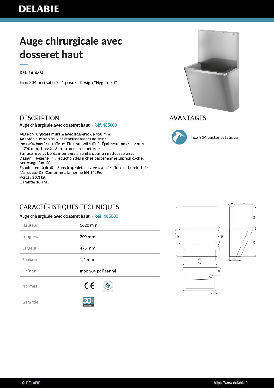 Fiche technique fournisseur