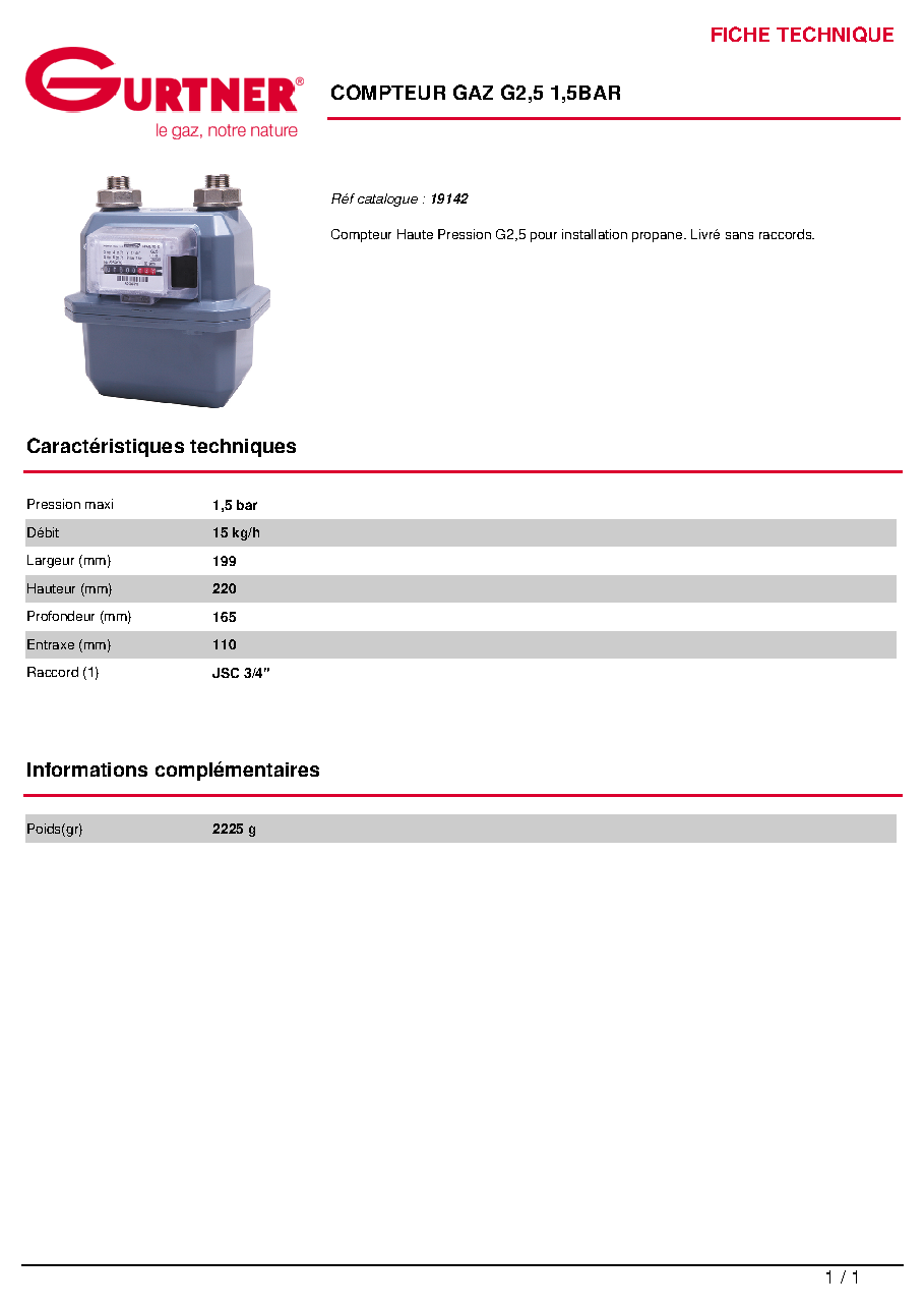 Fiche technique fournisseur