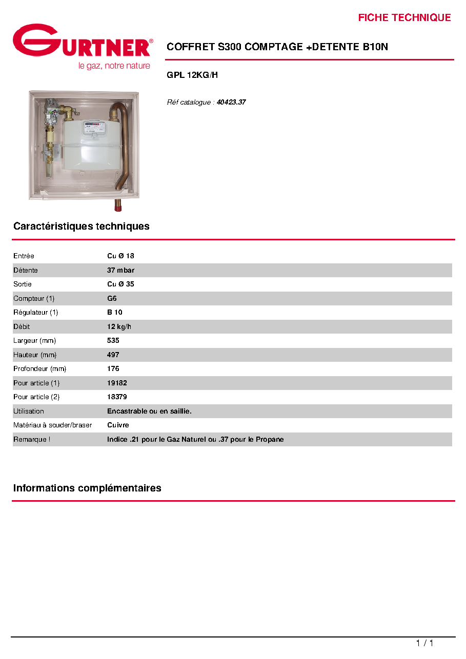 Fiche technique fournisseur