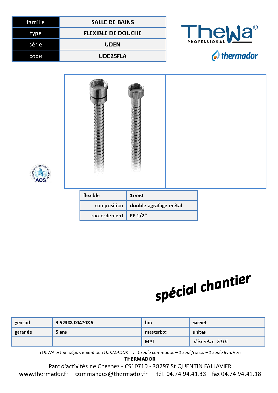 Fiche technique fournisseur