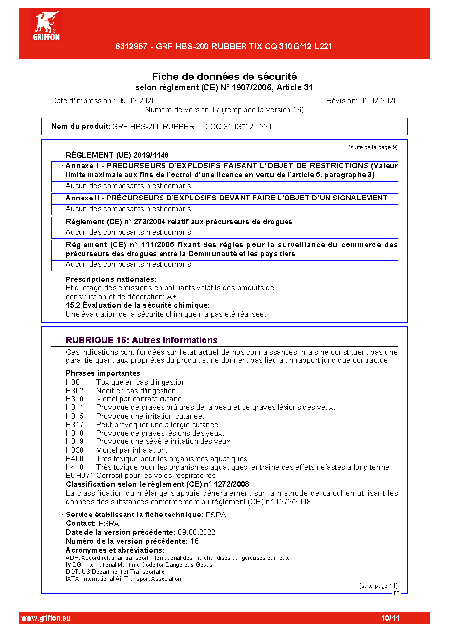Fiche technique fournisseur