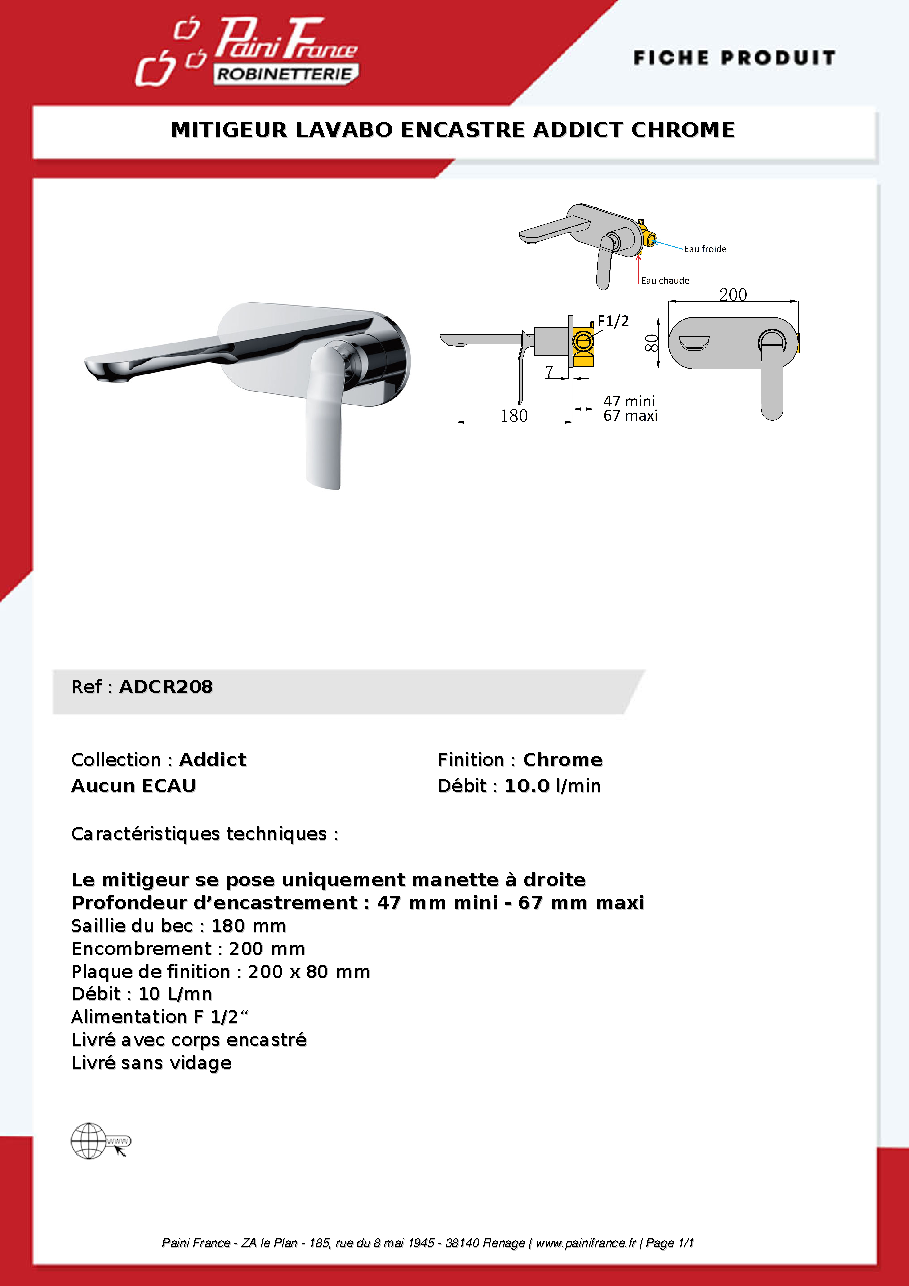 Fiche technique fournisseur