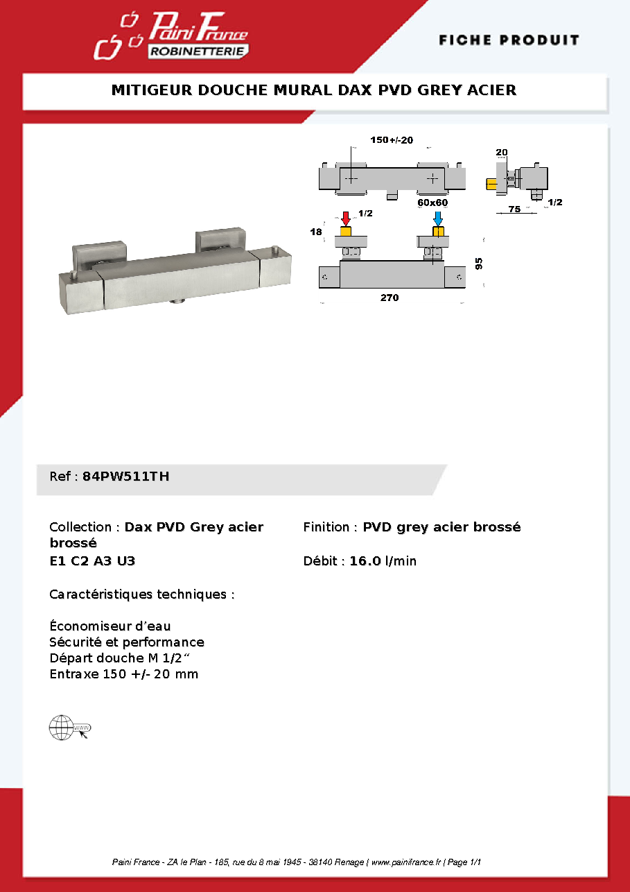 Fiche technique fournisseur