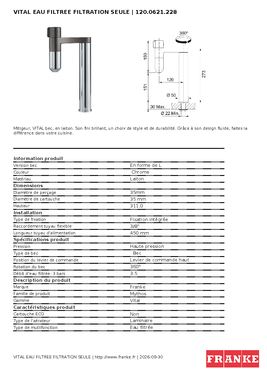 Fiche technique fournisseur