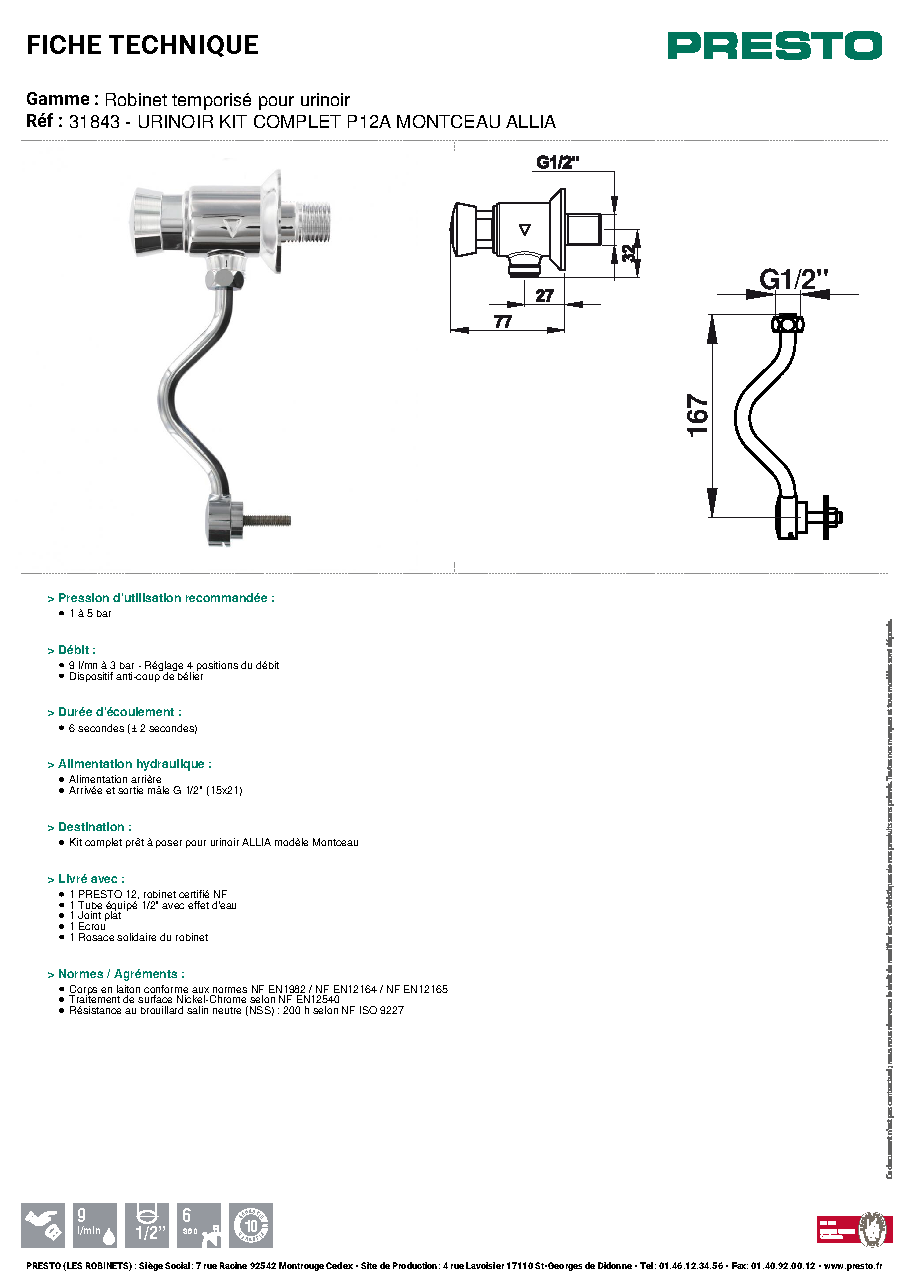 Fiche technique fournisseur