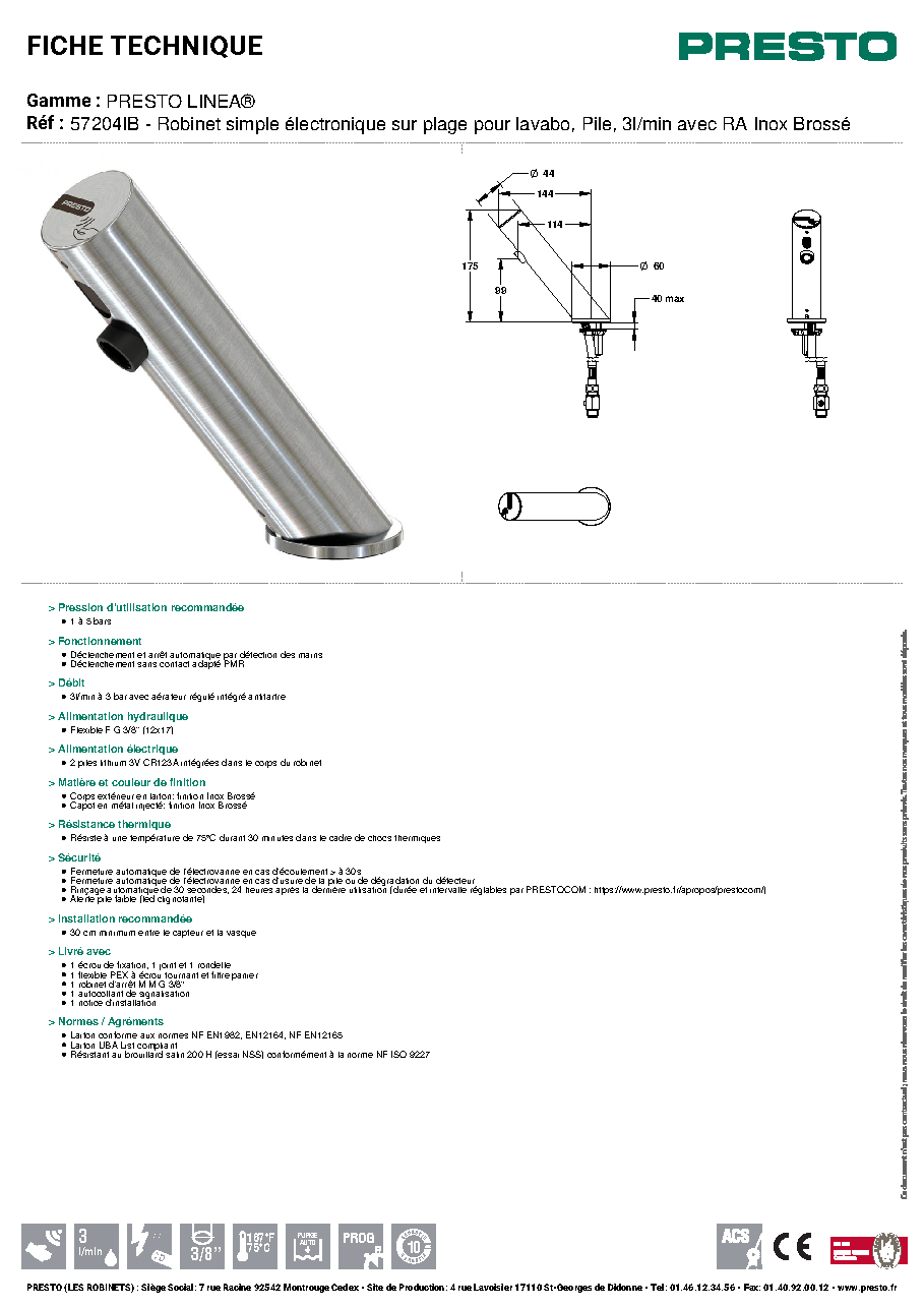 Fiche technique fournisseur