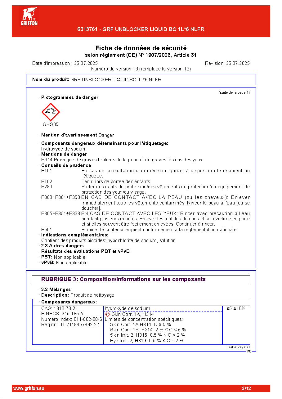Fiche technique fournisseur