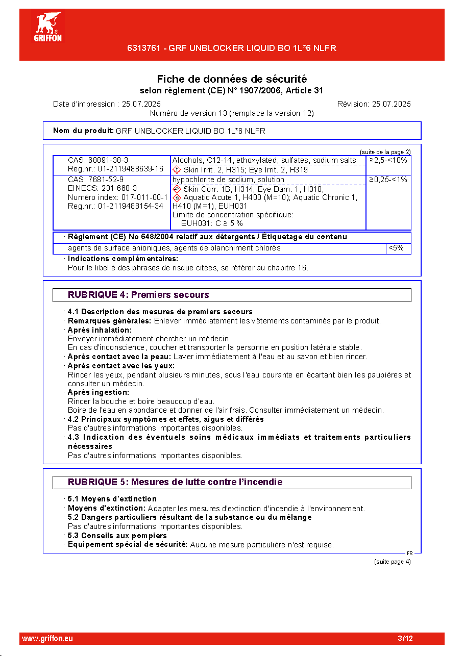 Fiche technique fournisseur