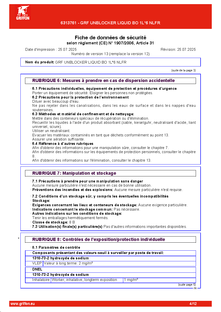 Fiche technique fournisseur