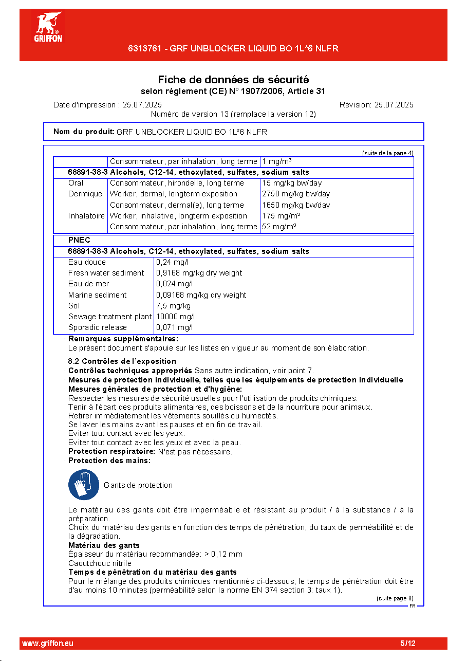 Fiche technique fournisseur