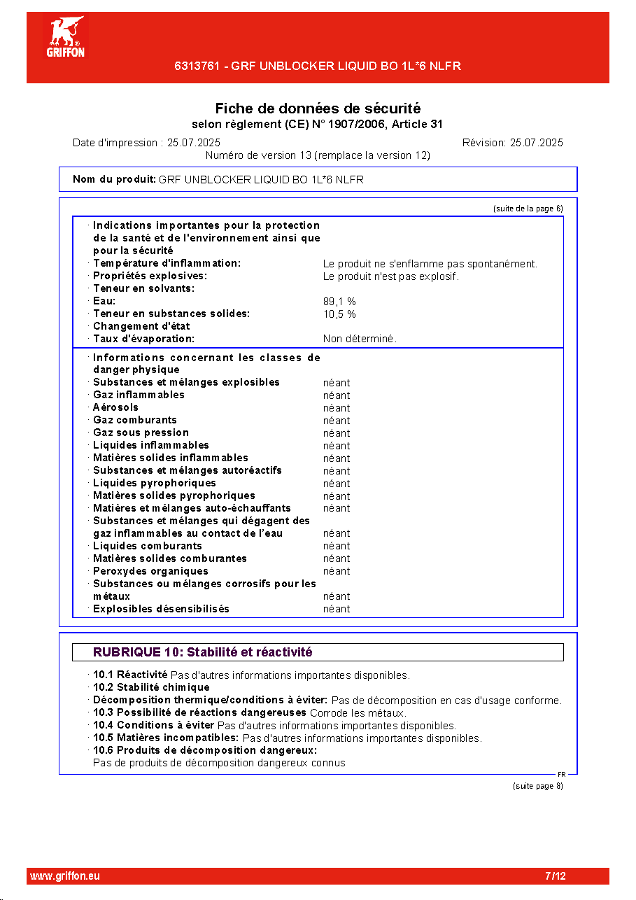 Fiche technique fournisseur
