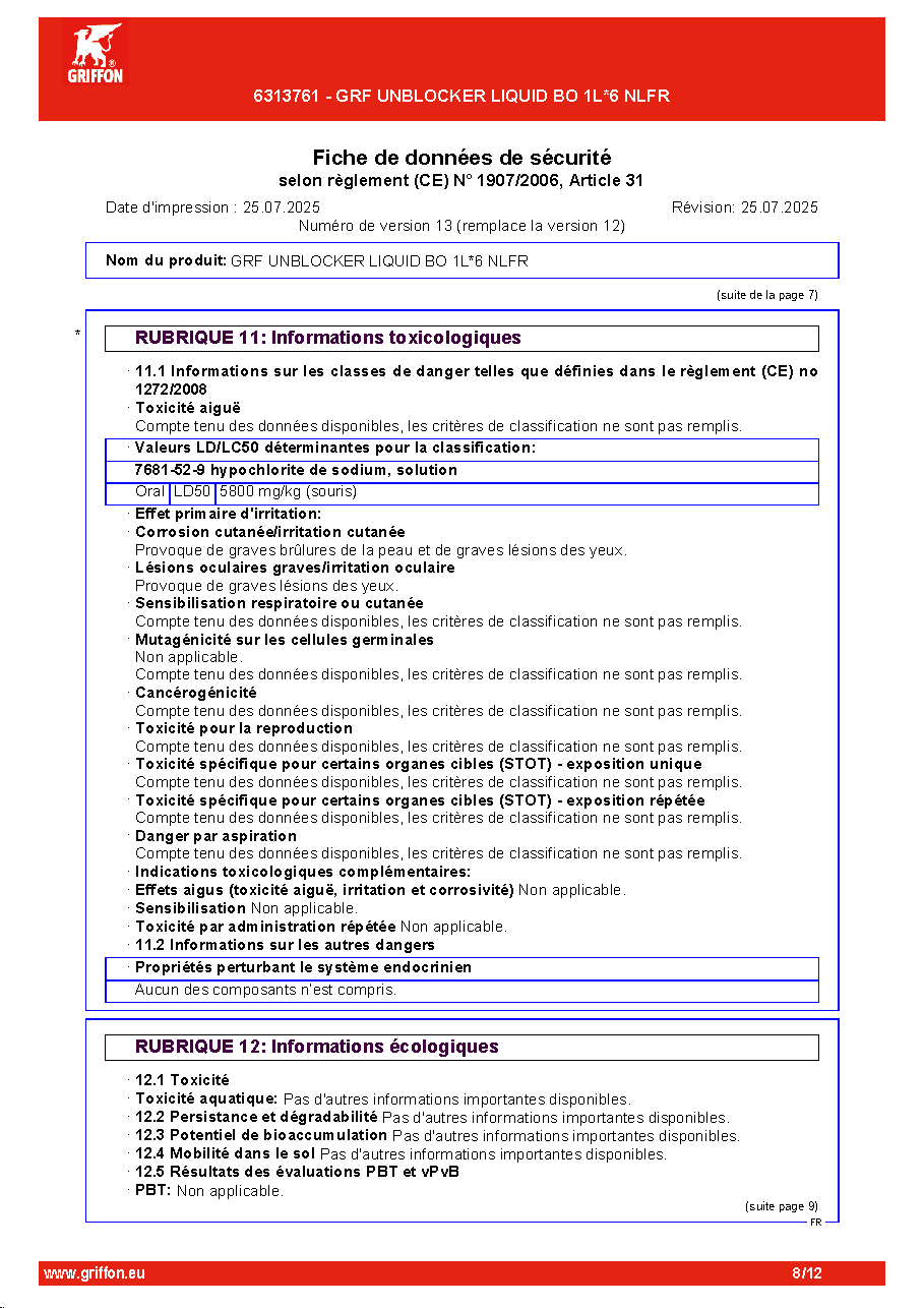 Fiche technique fournisseur