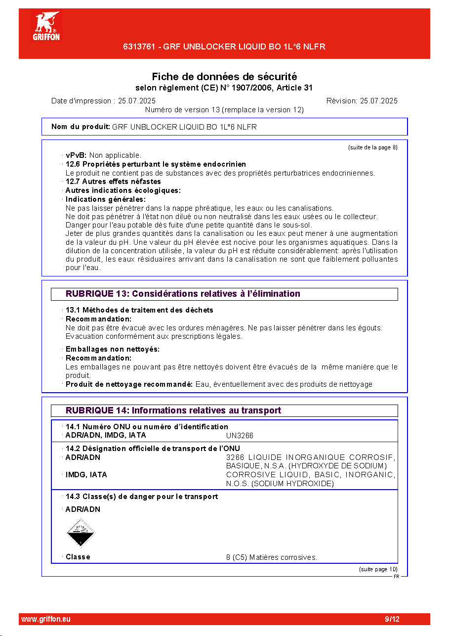 Fiche technique fournisseur