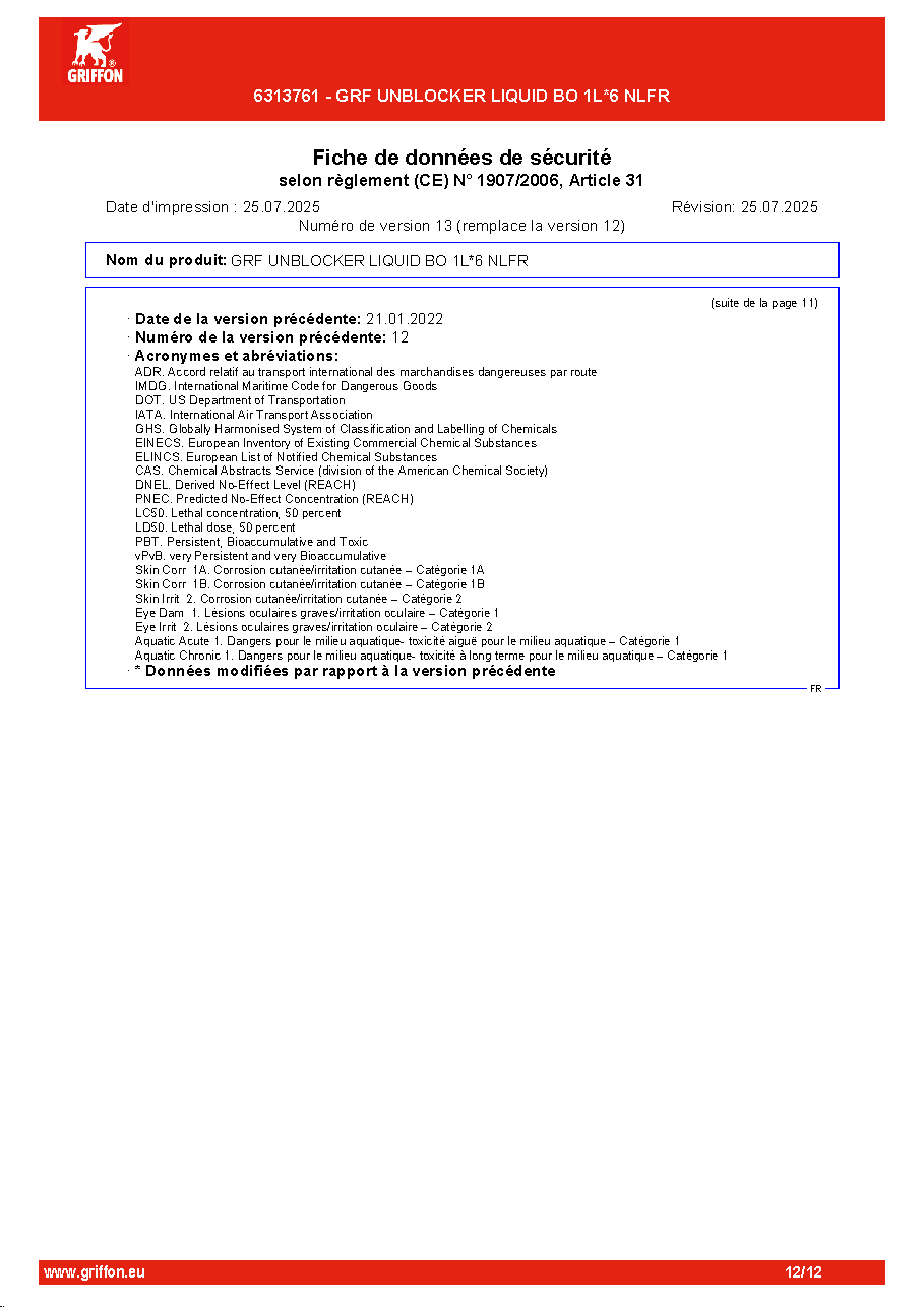 Fiche technique fournisseur