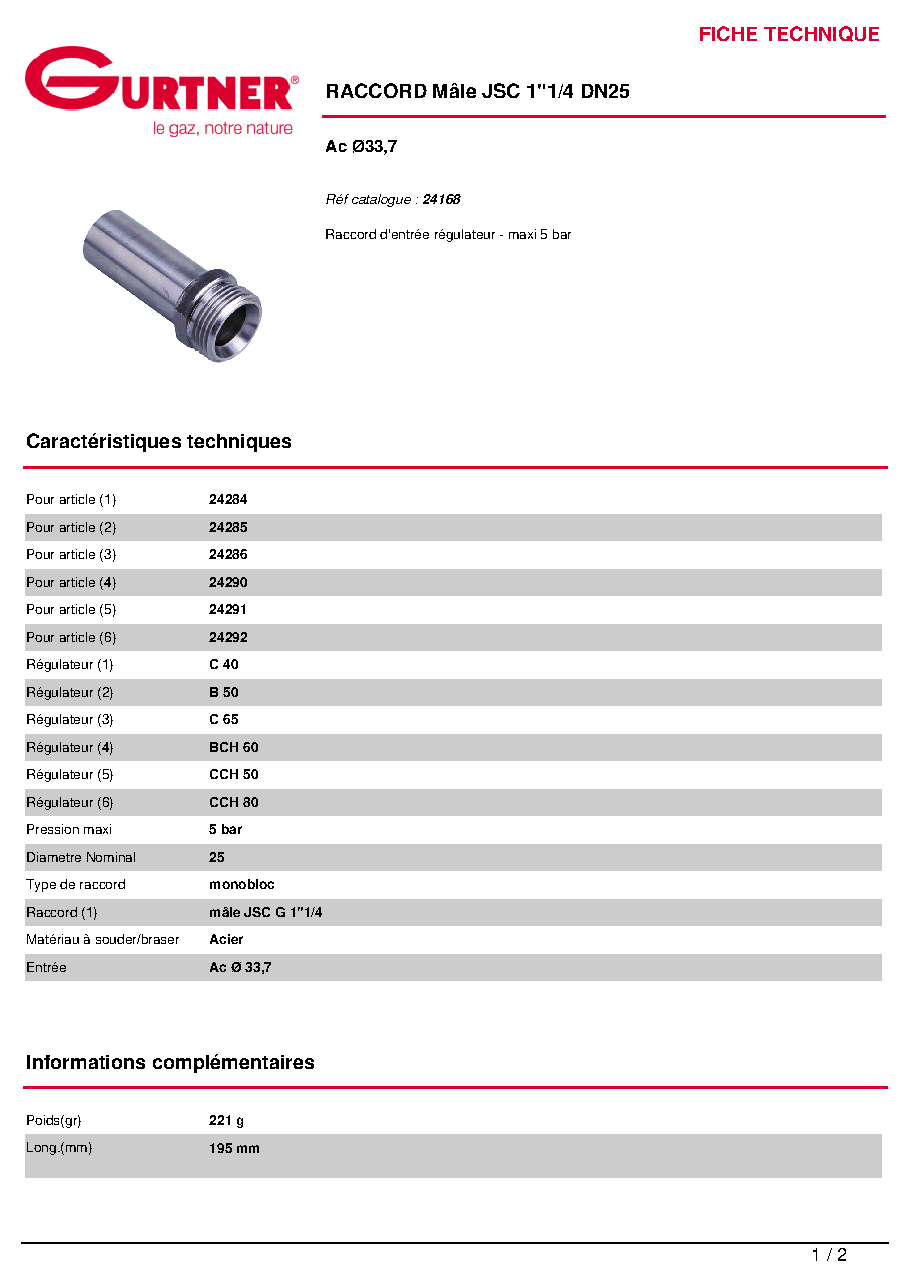 Fiche technique fournisseur