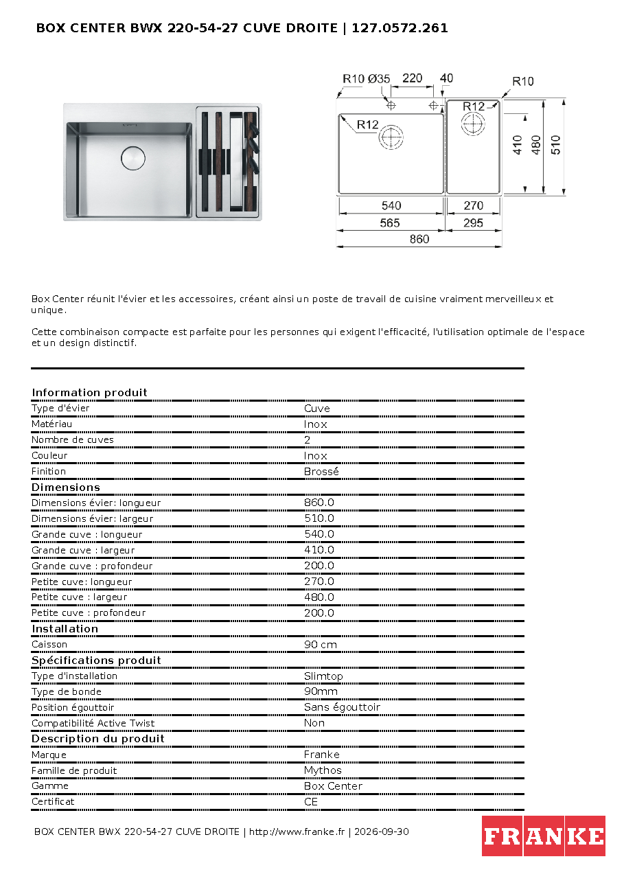 Fiche technique fournisseur