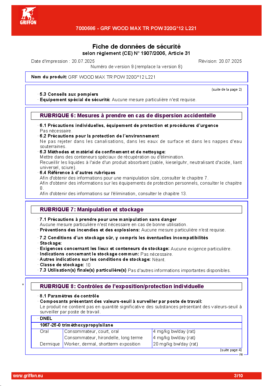 Fiche technique fournisseur