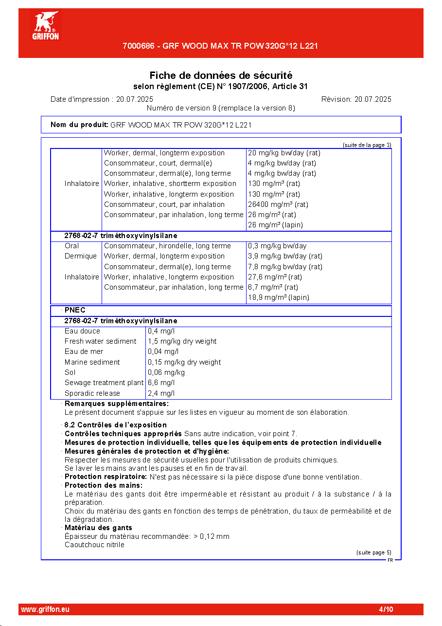 Fiche technique fournisseur