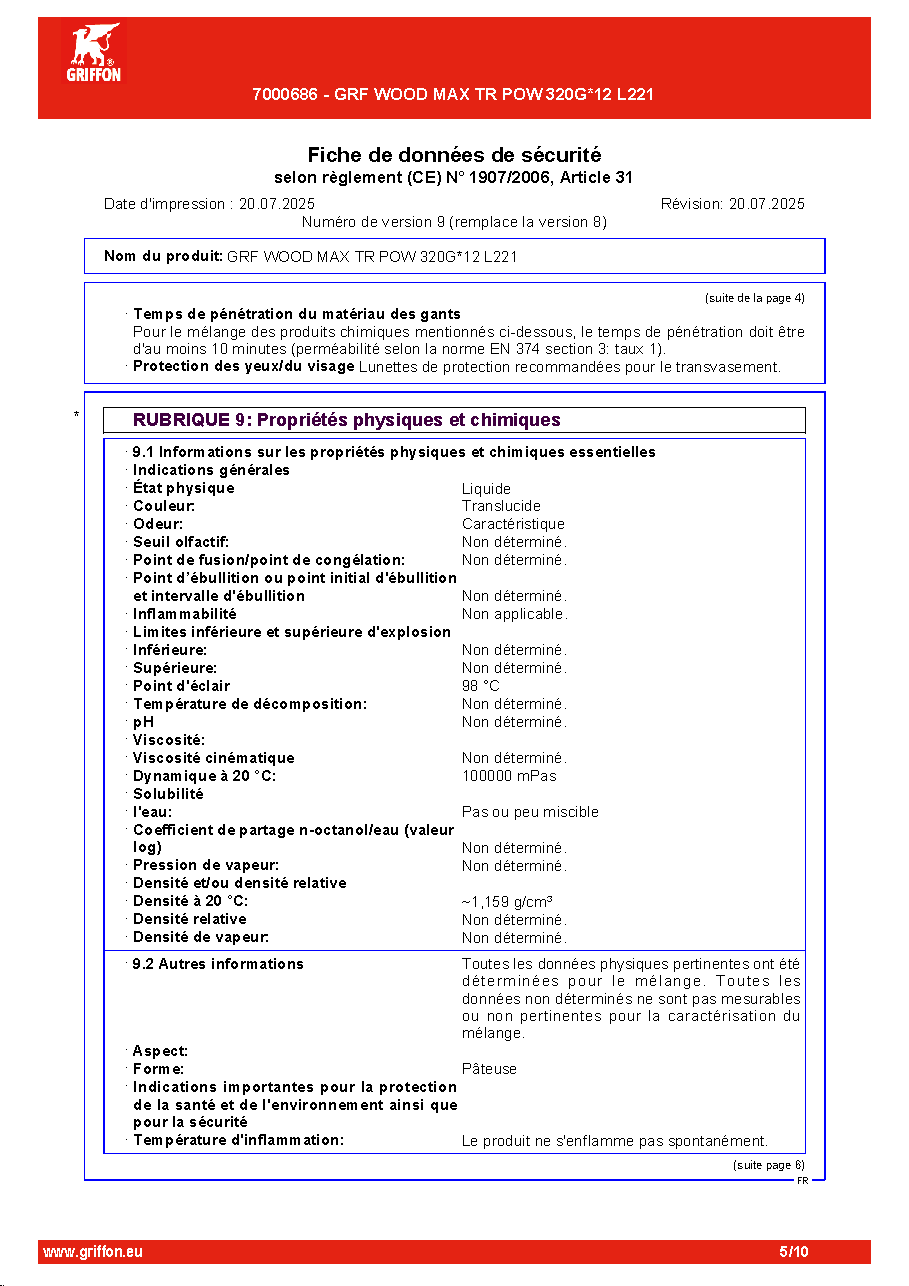 Fiche technique fournisseur