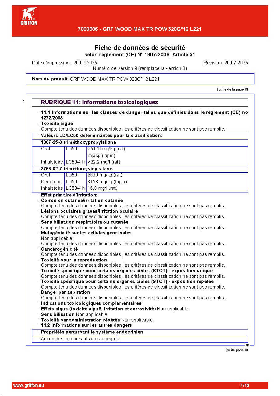 Fiche technique fournisseur