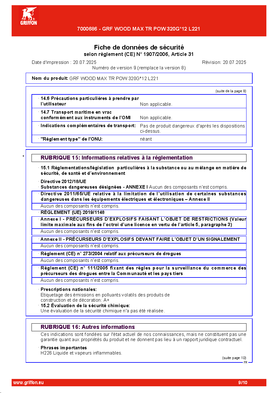 Fiche technique fournisseur
