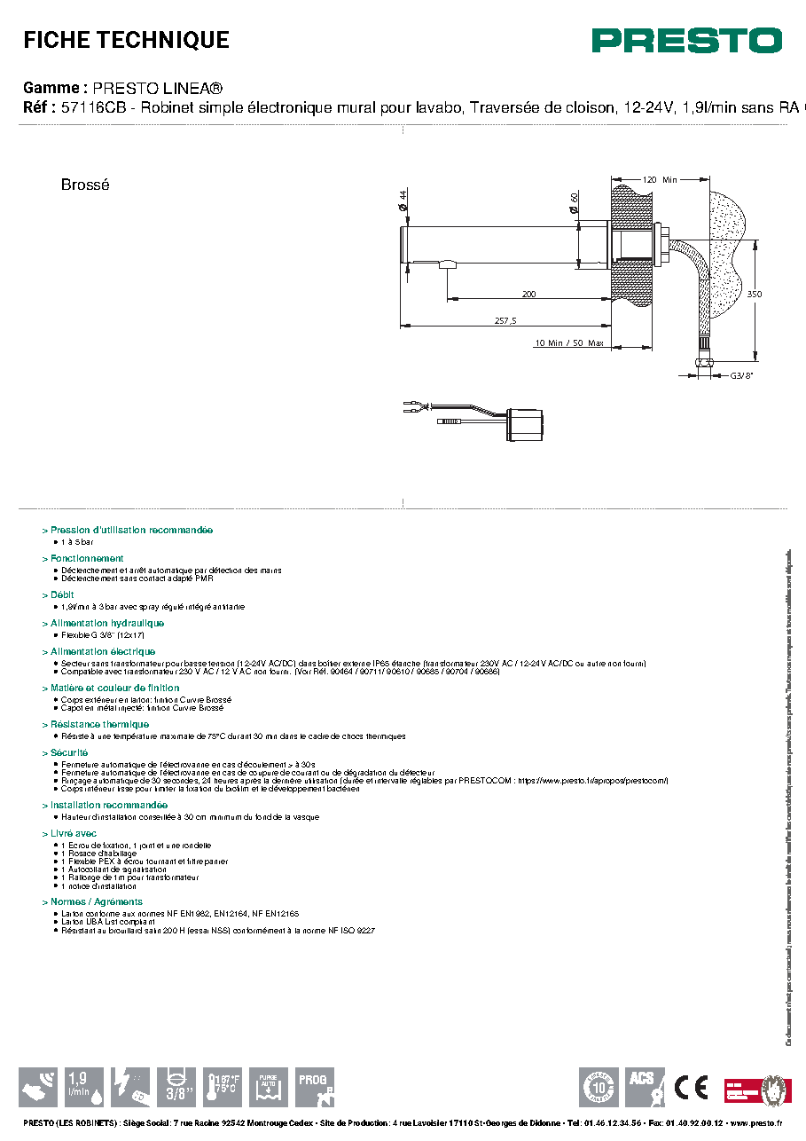 Fiche technique fournisseur