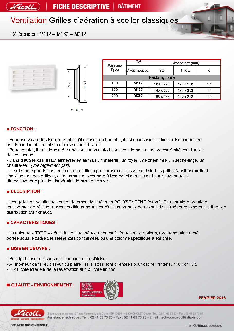 Fiche technique fournisseur