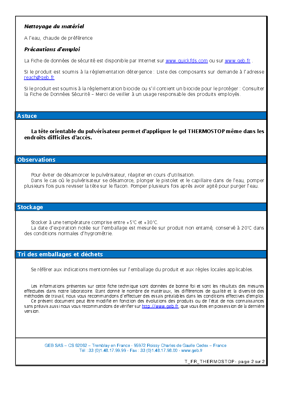 Fiche technique fournisseur