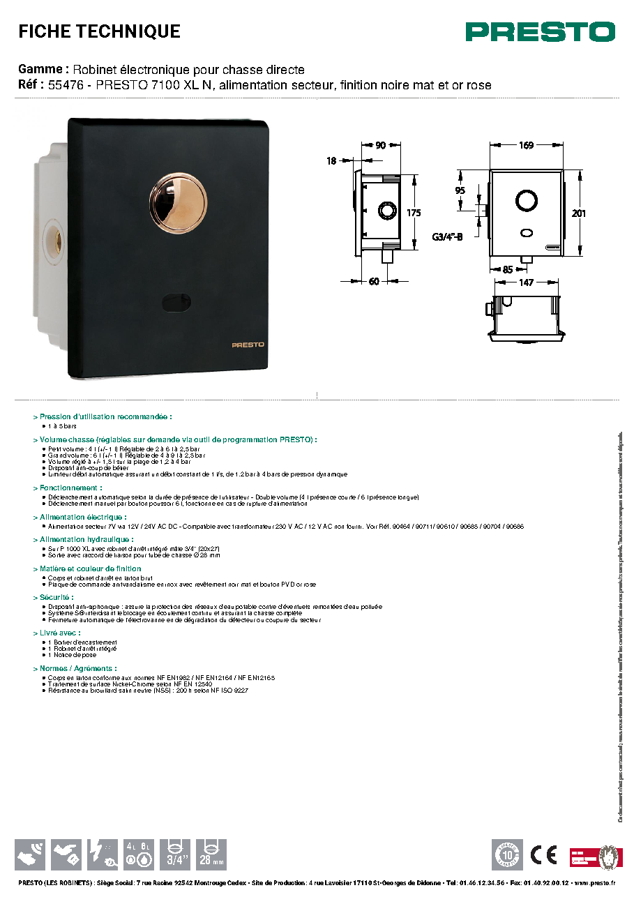 Fiche technique fournisseur