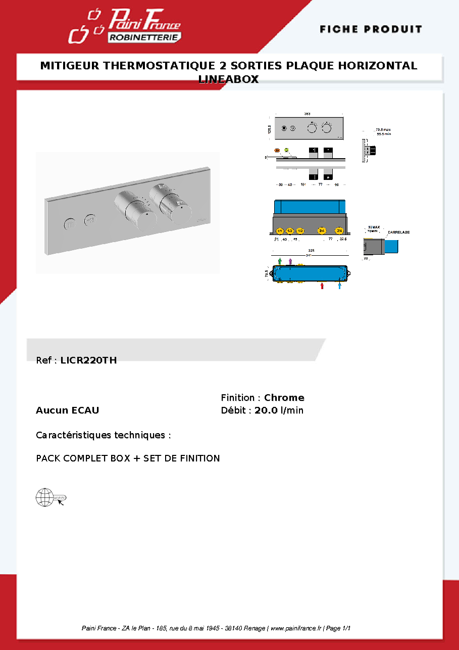 Fiche technique fournisseur