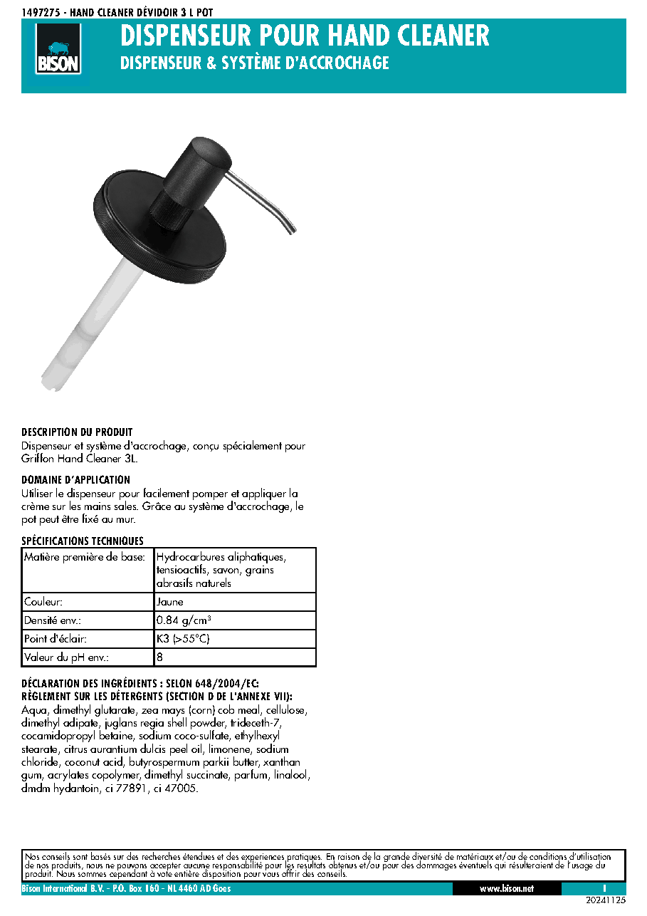 Fiche technique fournisseur