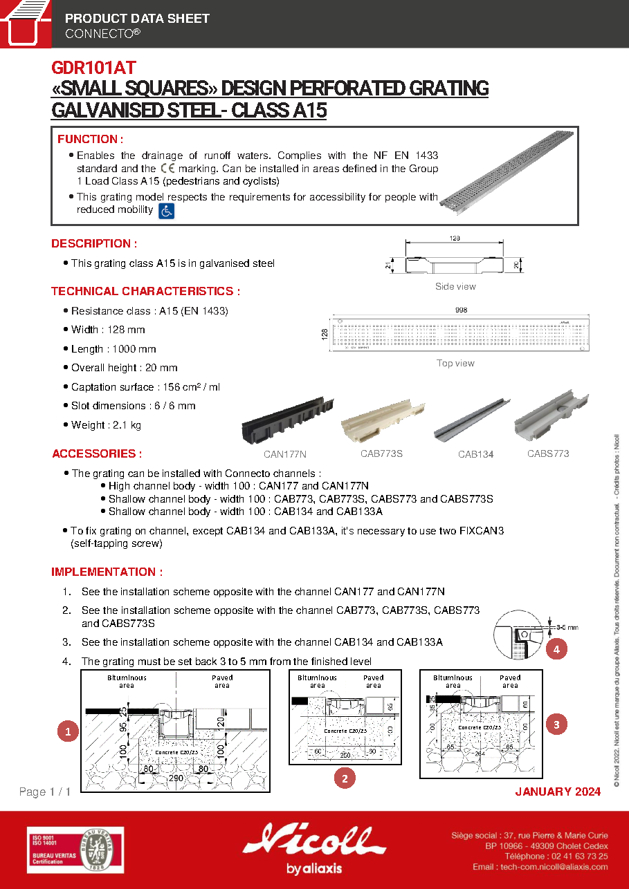 Fiche technique fournisseur