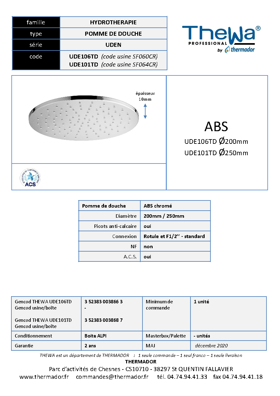 Fiche technique fournisseur